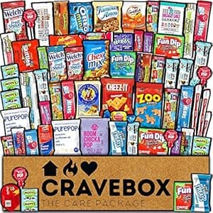 The CRAVEBOX Snacks Box Variety Pack Care Package (65 Count) has got to be 