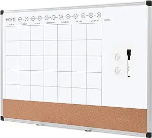 Get Organized with the Amazon Basics Monthly Calendar Whiteboard Dry Erase and Cork Board!